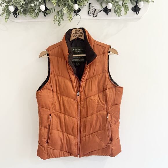 Men’s Eddie Bauer Goose Down Puffer Vest Orange RR620 medium - Picture 1 of 4